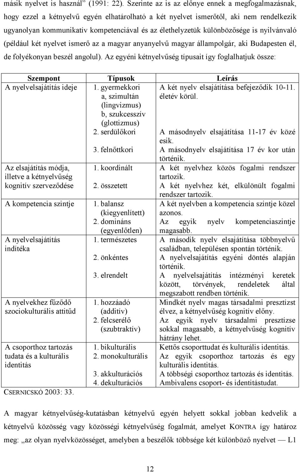 különbözısége is nyilvánvaló (például két nyelvet ismerı az a magyar anyanyelvő magyar állampolgár, aki Budapesten él, de folyékonyan beszél angolul).