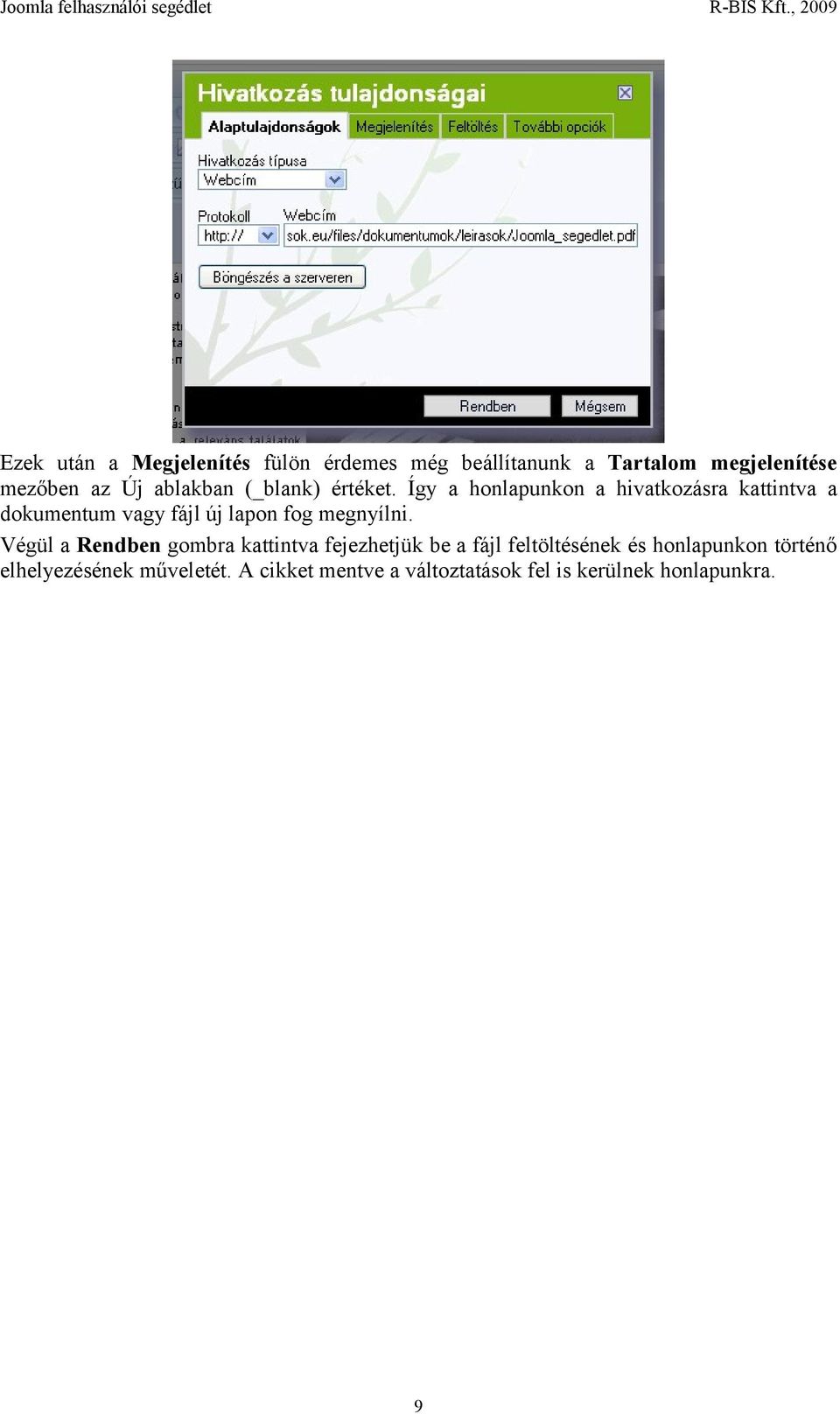Így a honlapunkon a hivatkozásra kattintva a dokumentum vagy fájl új lapon fog megnyílni.