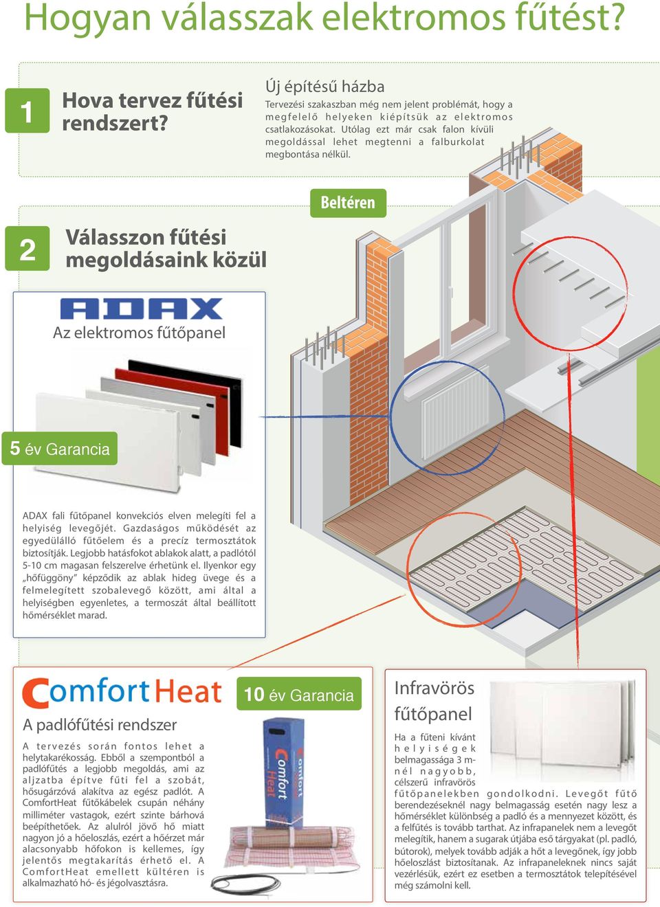 2 Válasszon fűtési megoldásaink közül Beltéren Az elektromos fűtőpanel 5 év Garancia ADAX fali fűtőpanel konvekciós elven melegíti fel a helyiség levegőjét.
