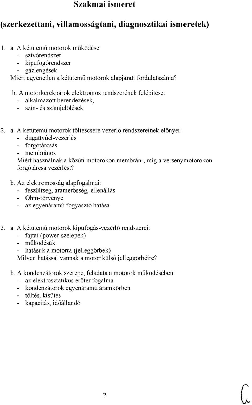 Szakmai ismeret. (szerkezettani, villamosságtani, diagnosztikai ismeretek)  - PDF Ingyenes letöltés