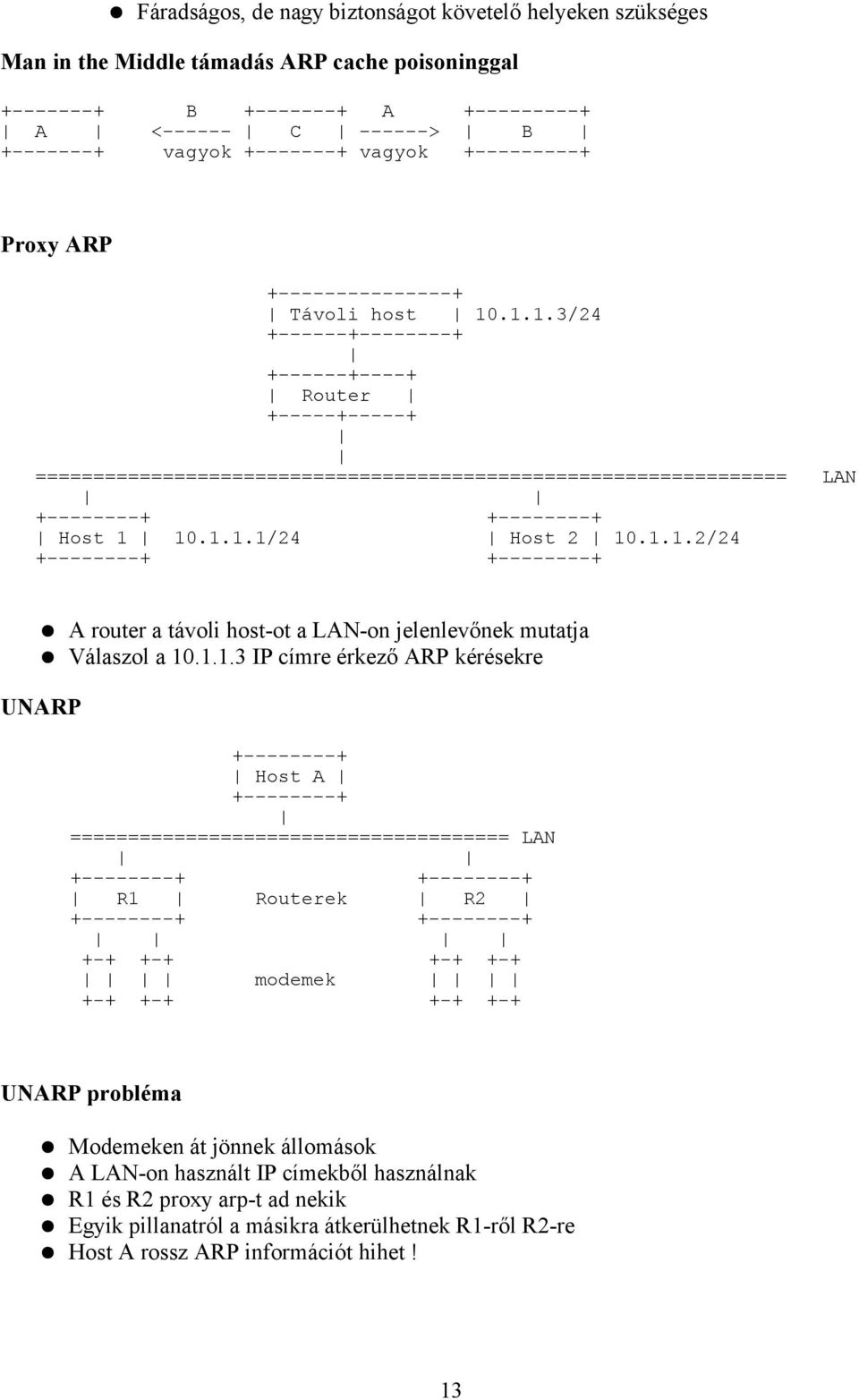 .1.1.3/24 +------+--------+ +------+----+ Router +-----+-----+ ================================================================= LAN +--------+ +--------+ Host 1 10.1.1.1/24 Host 2 10.1.1.2/24 +--------+ +--------+ A router a távoli host-ot a LAN-on jelenlevőnek mutatja Válaszol a 10.
