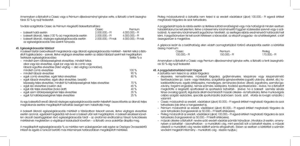 000.000, Ft-nak 4.000.000, Ft-nak az egészségkárosodás foka szerinti hányada. 45.