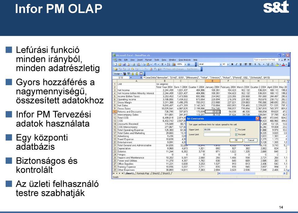 adatokhoz Infor PM Tervezési adatok használata Egy központi