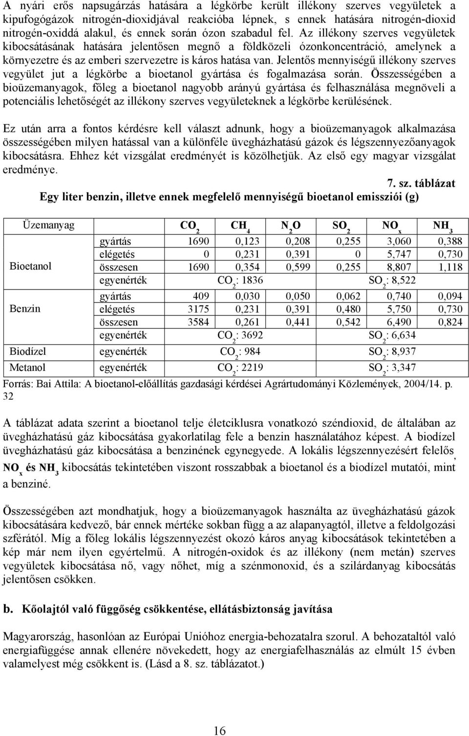 Az illékony szerves vegyületek kibocsátásának hatására jelentősen megnő a földközeli ózonkoncentráció, amelynek a környezetre és az emberi szervezetre is káros hatása van.