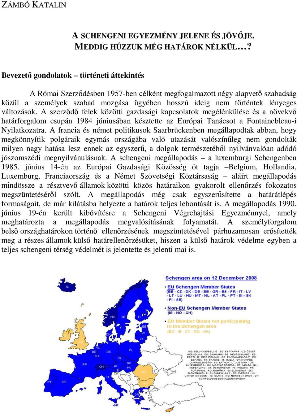 változások. A szerzıdı felek közötti gazdasági kapcsolatok megélénkülése és a növekvı határforgalom csupán 1984 júniusában késztette az Európai Tanácsot a Fontainebleau-i Nyilatkozatra.