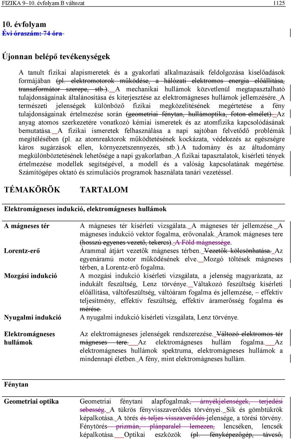 elektromotorok működése, a hálózati elektromos energia előállítása, transzformátor szerepe, stb.).