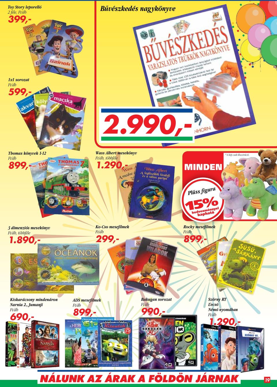 Plüss figura 15% 3 dimenziós mesekönyv, többféle 1.