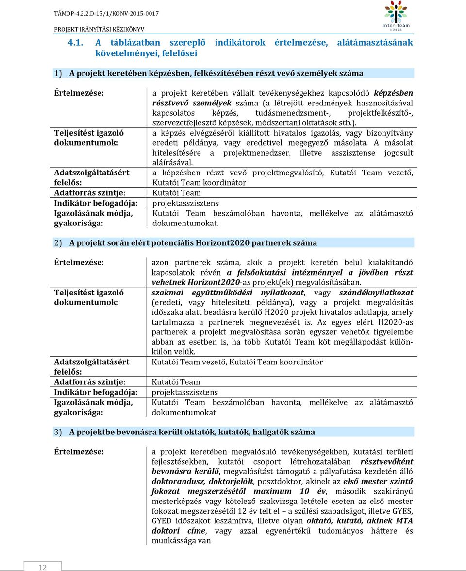 résztvevő személyek száma (a létrejött eredmények hasznosításával kapcsolatos képzés, tudásmenedzsment-, projektfelkészítő-, szervezetfejlesztő képzések, módszertani oktatások stb.).