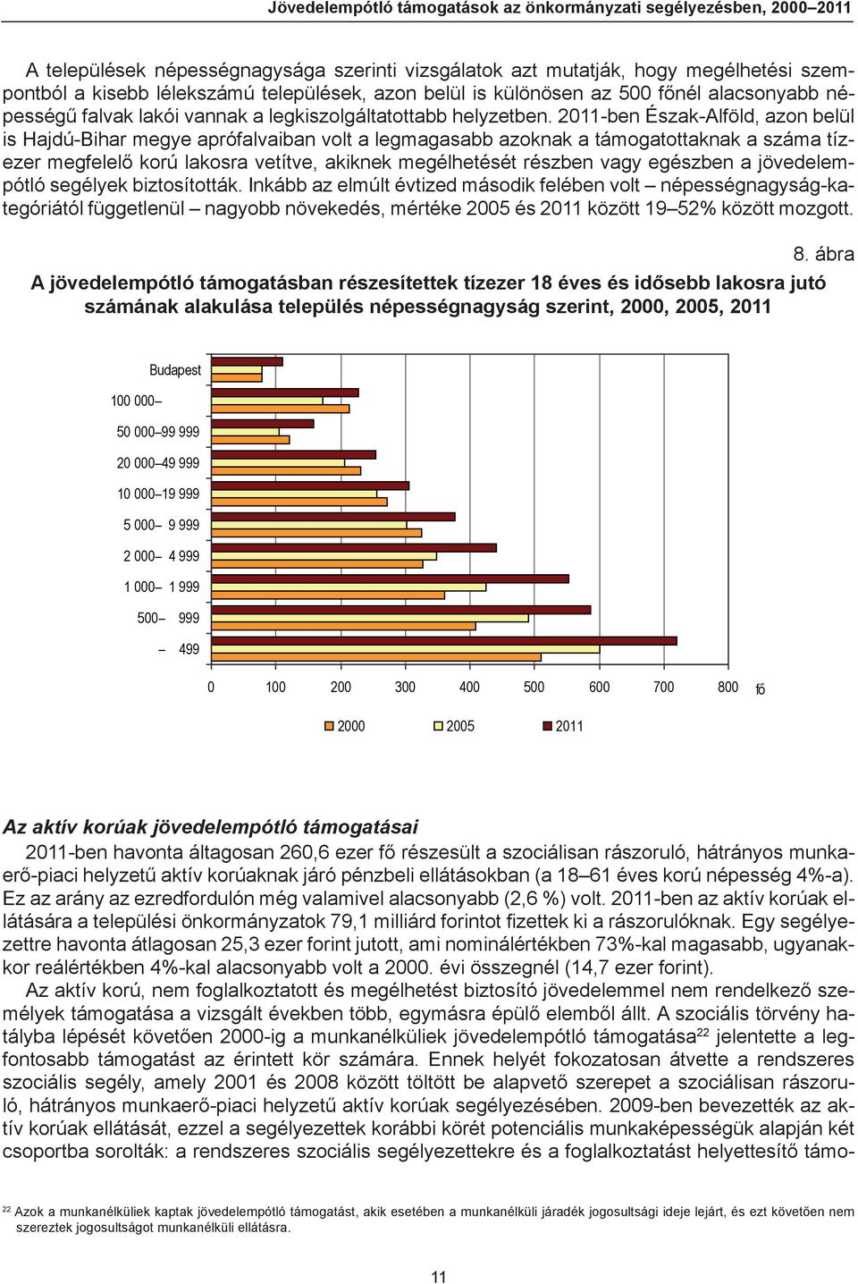 2011-ben Észak-Alföld, azon belül is Hajdú-Bihar megye aprófalvaiban volt a legmagasabb azoknak a támogatottaknak a száma tízezer megfelelő korú lakosra vetítve, akiknek megélhetését részben vagy