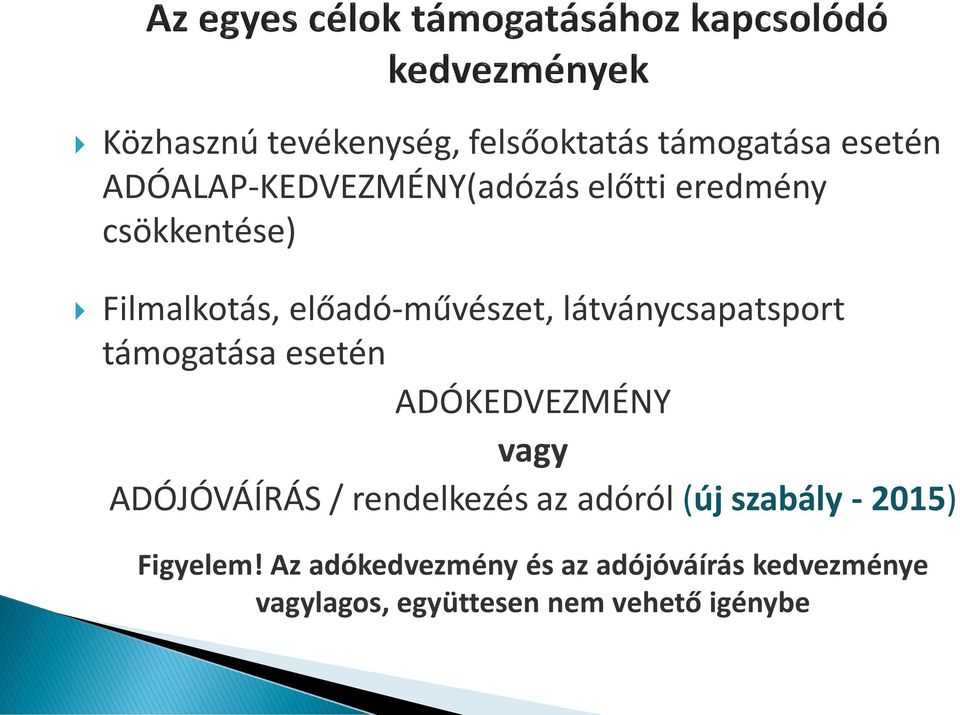 esetén ADÓKEDVEZMÉNY vagy ADÓJÓVÁÍRÁS / rendelkezés az adóról (új szabály - 2015)