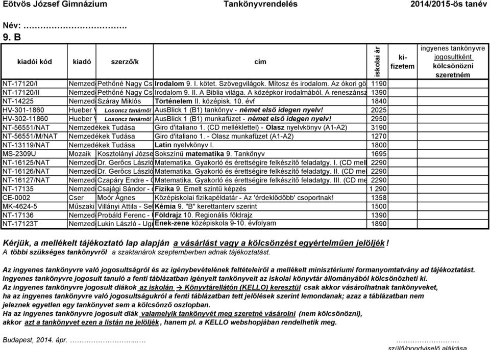 A reneszánsz irodalmából 1390 NT-14225 Nemzedékek Száray Tudása Miklós Történelem II. középisk. 10. évf 1840 HV-301-1860 Hueber Verlag Losoncz tanárnő!