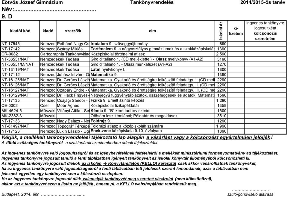 (CD melléklettel) - Olasz nyelvkönyv (A1-A2) 3190 NT-56551/M/NAT Nemzedékek Tudása Giro d'italiano 1. - Olasz munkafüzet (A1-A2) 1270 NT-13119/NAT Nemzedékek Tudása Latin nyelvkönyv I.