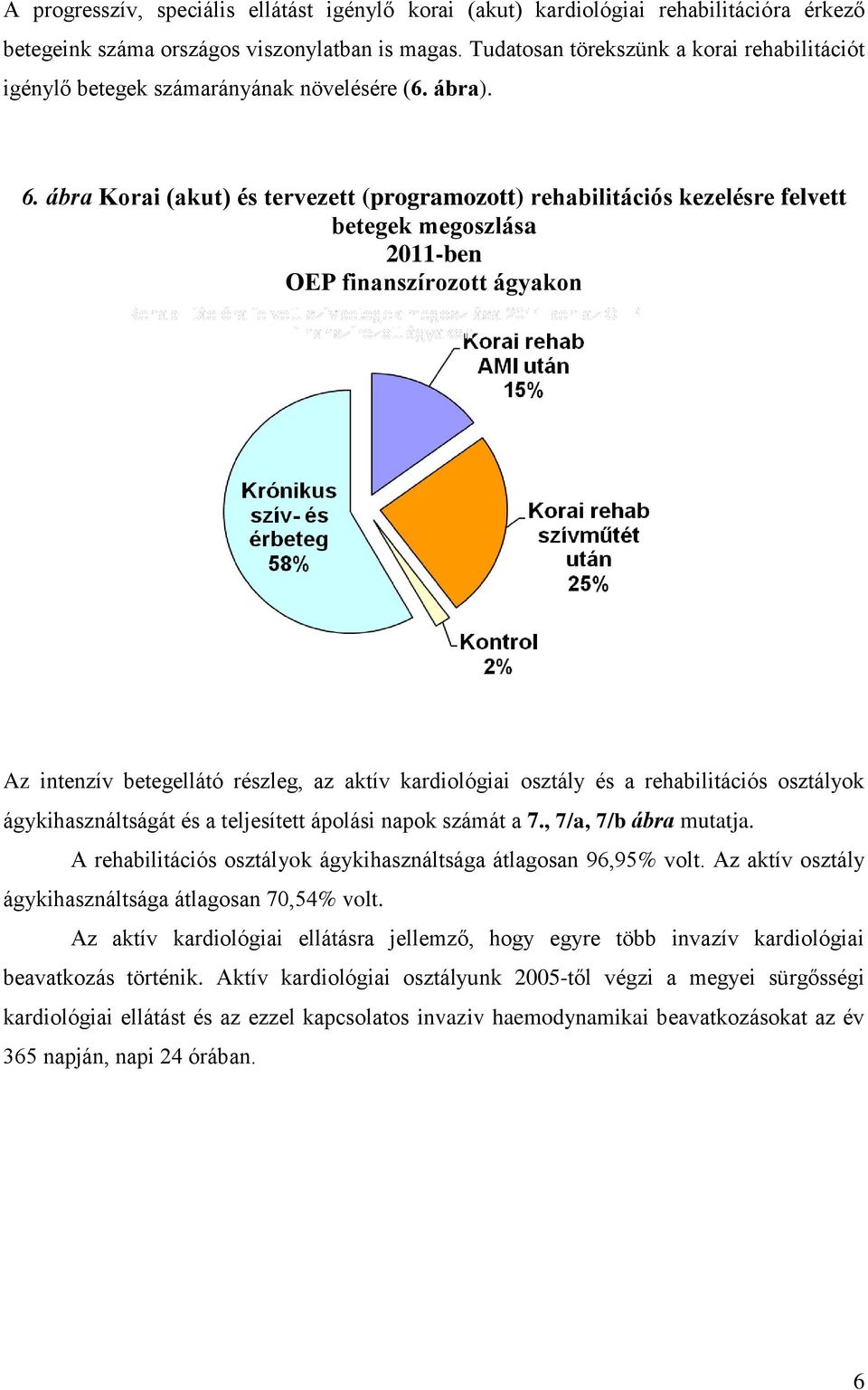 ábra Korai (akut) és tervezett (programozott) rehabilitációs kezelésre felvett betegek megoszlása 2011-ben OEP finanszírozott ágyakon Az intenzív betegellátó részleg, az aktív kardiológiai osztály és