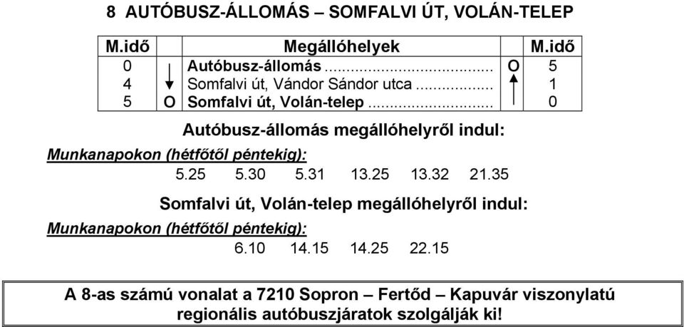 .. 0 Autóbusz-állomás megállóhelyről indul: 5.25 5.30 5.31 13.25 13.32 21.