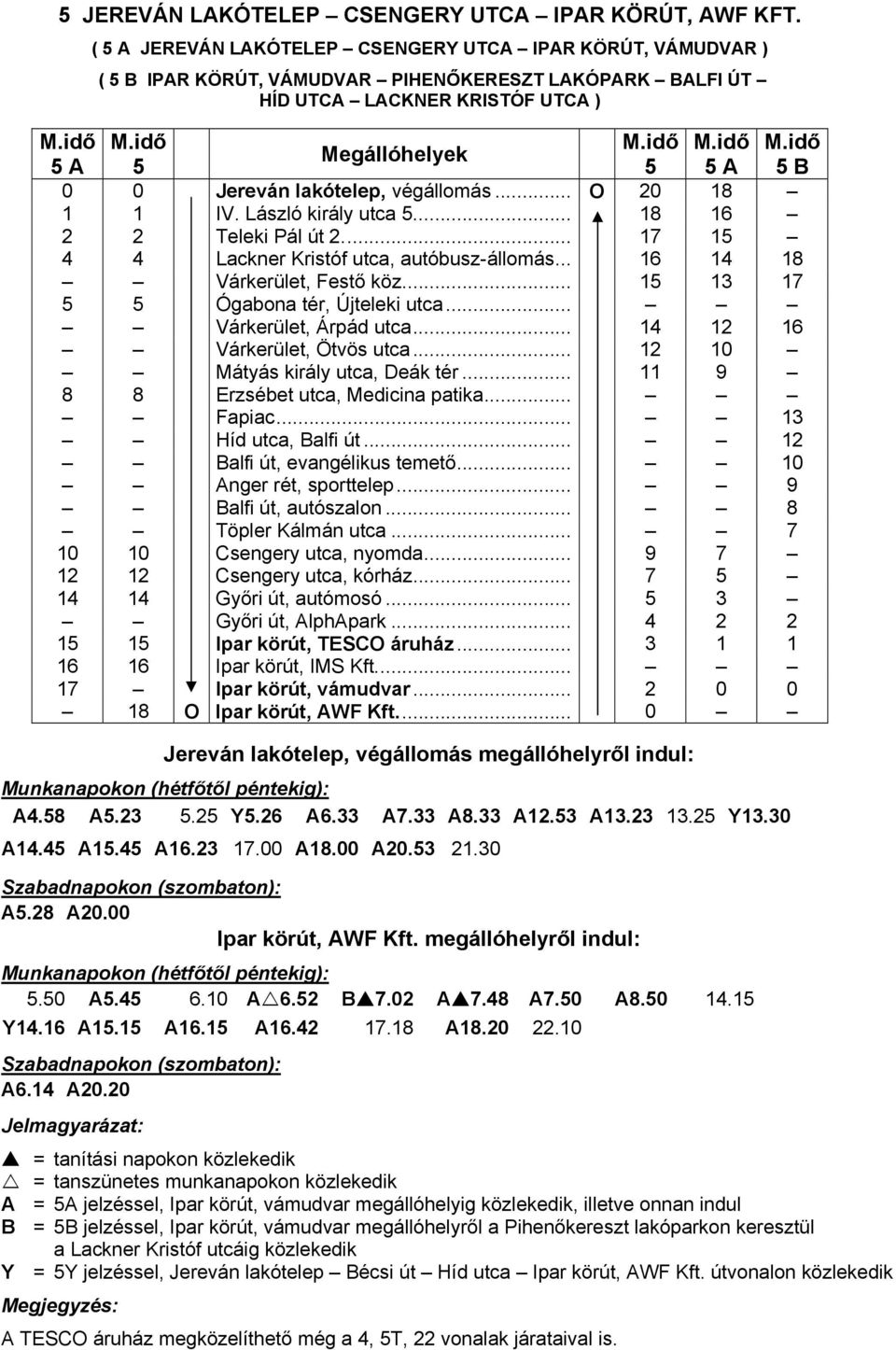 lakótelep, végállomás... O 20 18 1 1 IV. László király utca 5.... 18 16 2 2 Teleki Pál út 2.... 17 15 4 4 Lackner Kristóf utca, autóbusz-állomás... 16 14 18 Várkerület, Festő köz.