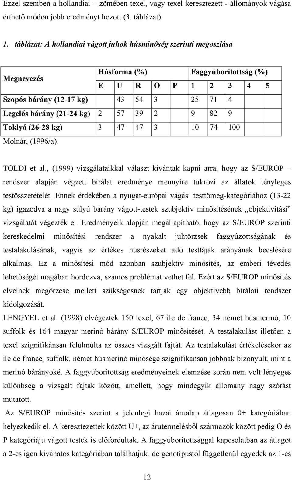2 57 39 2 9 82 9 Toklyó (26-28 kg) 3 47 47 3 10 74 100 Molnár, (1996/a). TOLDI et al.