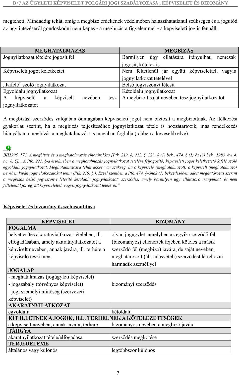 MEGHATALMAZÁS Jognyilatkozat tételére jogosít fel Képviseleti jogot keletkeztet Kifelé szóló jognyilatkozat Egyoldalú jognyilatkozat A képviselő a képviselt nevében tesz jognyilatkozatot MEGBÍZÁS