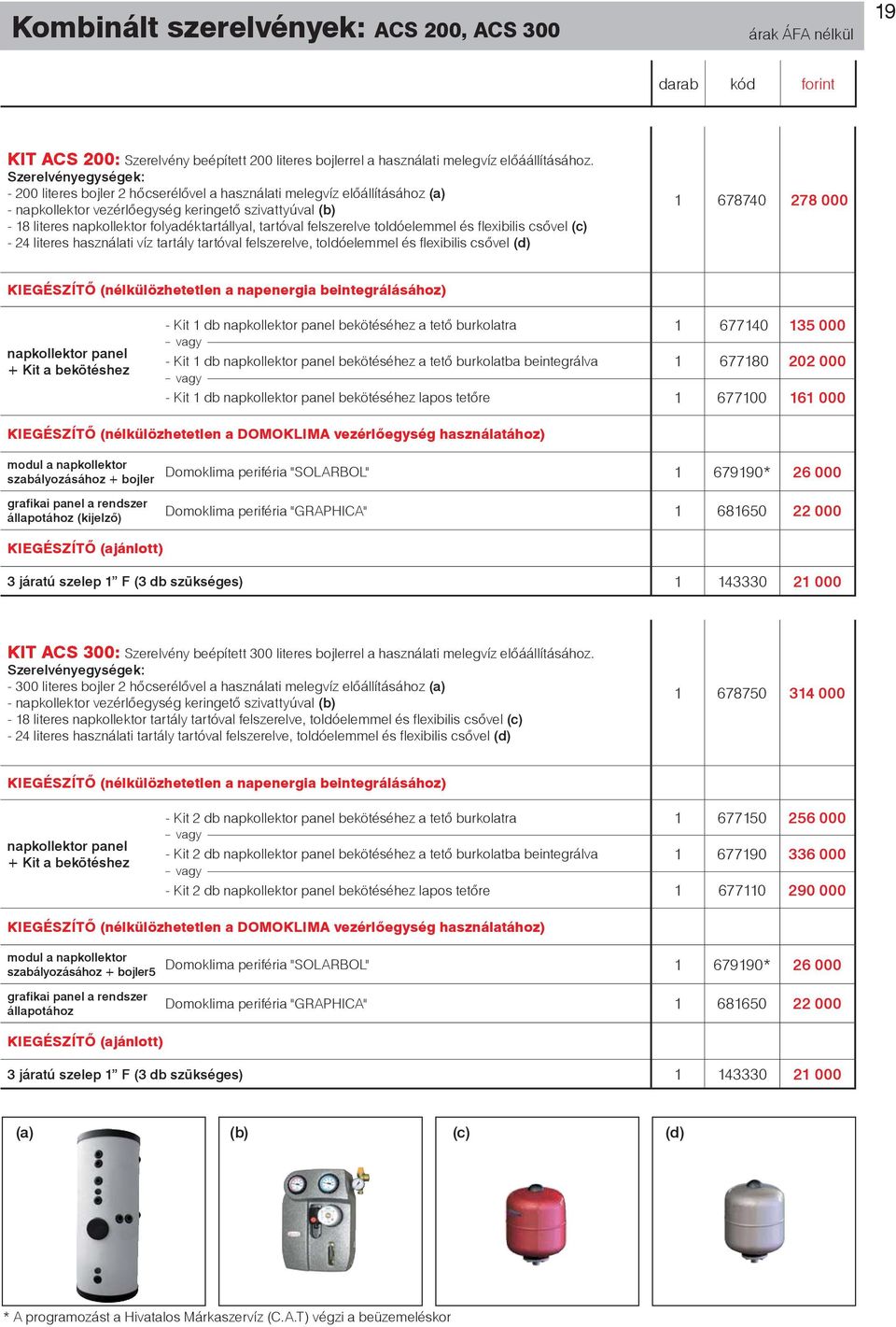 tartóval felszerelve toldóelemmel és flexibilis csővel (c) - 24 literes használati víz tartály tartóval felszerelve, toldóelemmel és flexibilis csővel (d) 1 678740 278 000 KIEGÉSZÍTŐ