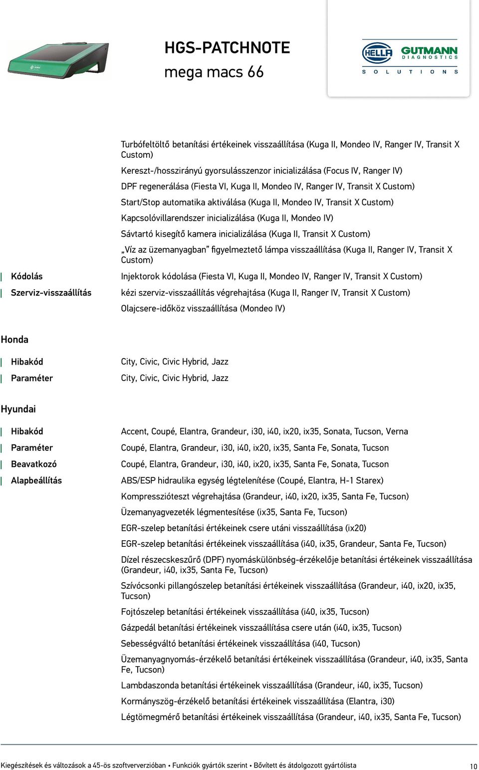 kisegítő kamera inicializálása (Kuga II, Transit X Custom) Víz az üzemanyagban figyelmeztető lámpa visszaállítása (Kuga II, Ranger IV, Transit X Custom) Kódolás Injektorok kódolása (Fiesta VI, Kuga