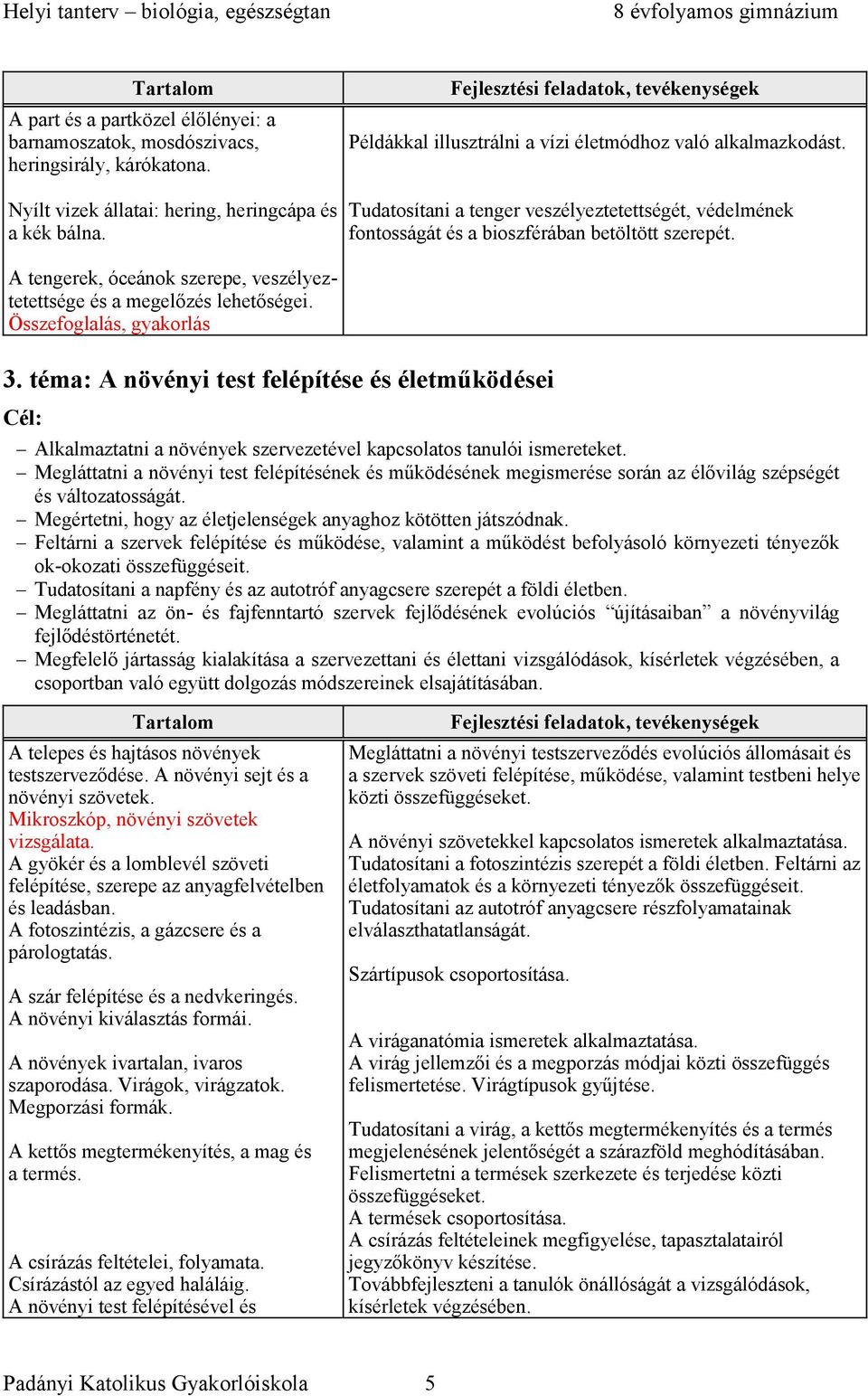 Tudatosítani a tenger veszélyeztetettségét, védelmének fontosságát és a bioszférában betöltött szerepét. A tengerek, óceánok szerepe, veszélyeztetettsége és a megelőzés lehetőségei.