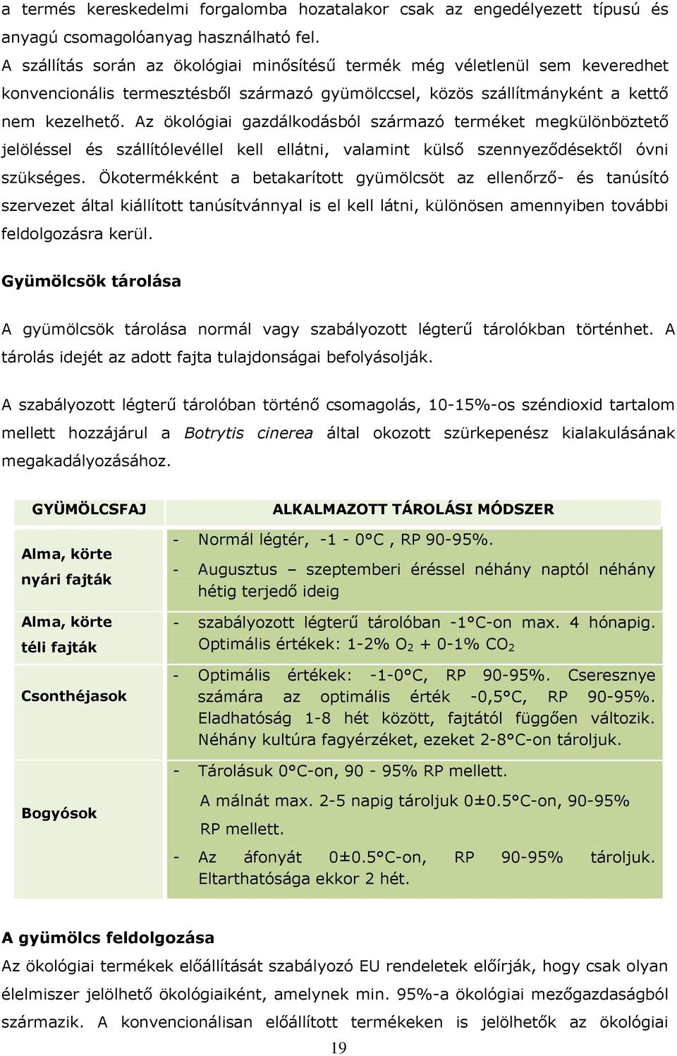 Az ökológiai gazdálkodásból származó terméket megkülönböztető jelöléssel és szállítólevéllel kell ellátni, valamint külső szennyeződésektől óvni szükséges.