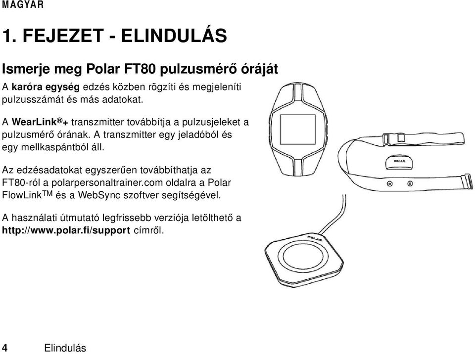 A transzmitter egy jeladóból és egy mellkaspántból áll.