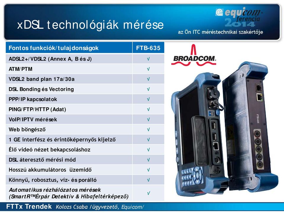 GE interfész és érintőképernyős kijelző Élő videó nézet bekapcsoláshoz DSL áteresztő mérési mód Hosszú