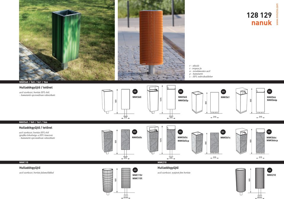tetővel acél szerkezet, borítás HPL-ből (grafika lehetősége a HPL lemezen) hamutartó opcionálisan választható NNK560c NNK110 NNK565c NNK565cp NNK561c