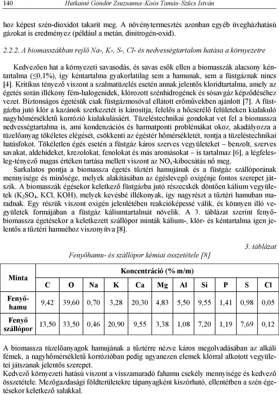 kéntartalma gyakorlatilag sem a hamunak, sem a füstgáznak nincs [4].
