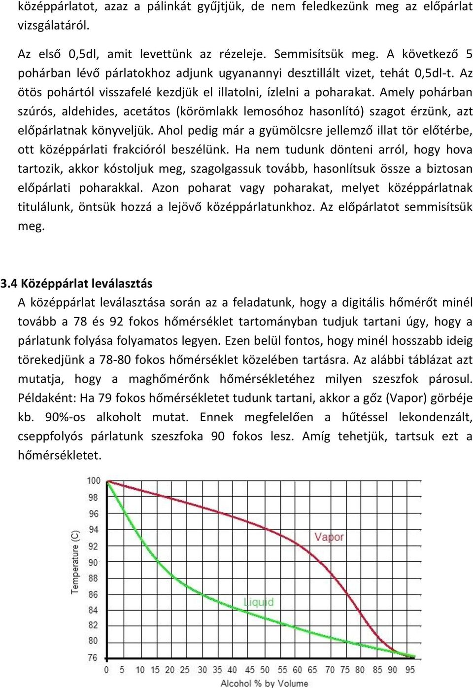 Amely pohárban szúrós, aldehides, acetátos (körömlakk lemosóhoz hasonlító) szagot érzünk, azt előpárlatnak könyveljük.