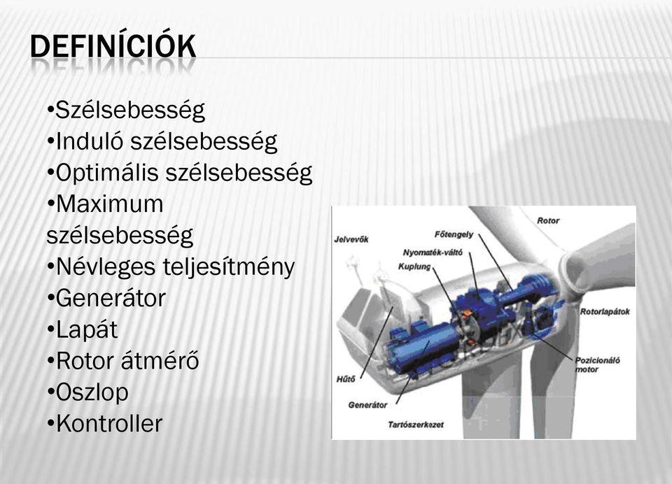 Maximum szélsebesség Névleges