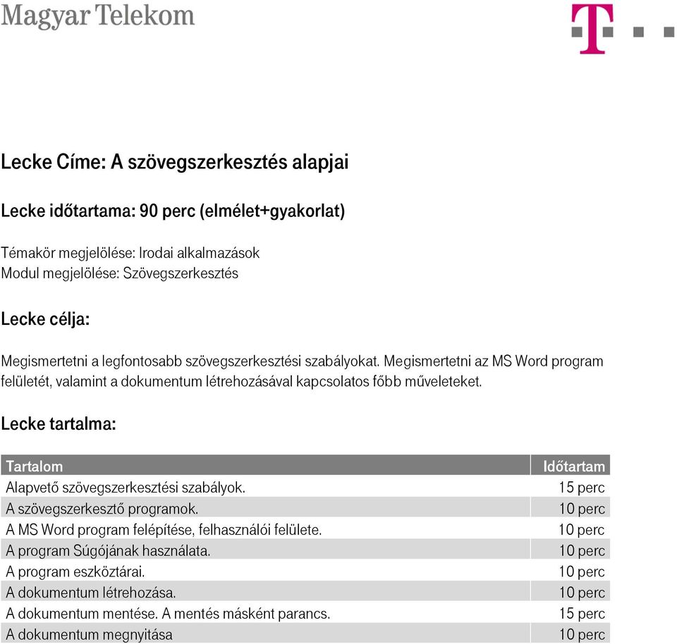 Alapvető szövegszerkesztési szabályok. A szövegszerkesztő programok. A MS Word program felépítése, felhasználói felülete.