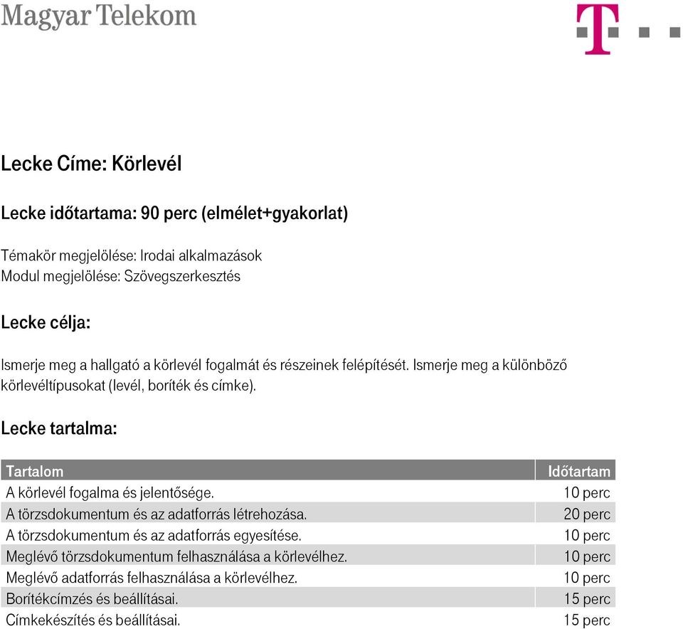 A törzsdokumentum és az adatforrás létrehozása. A törzsdokumentum és az adatforrás egyesítése.