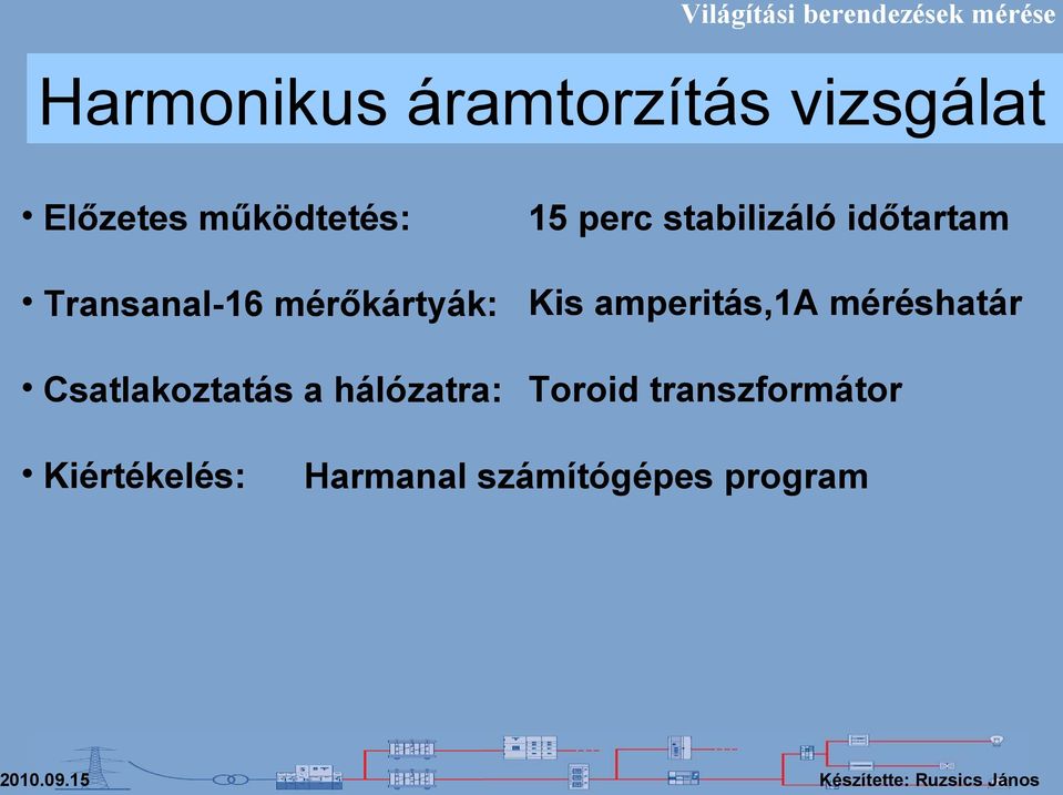 hálózatra: 15 perc stabilizáló időtartam Kis amperitás,1a