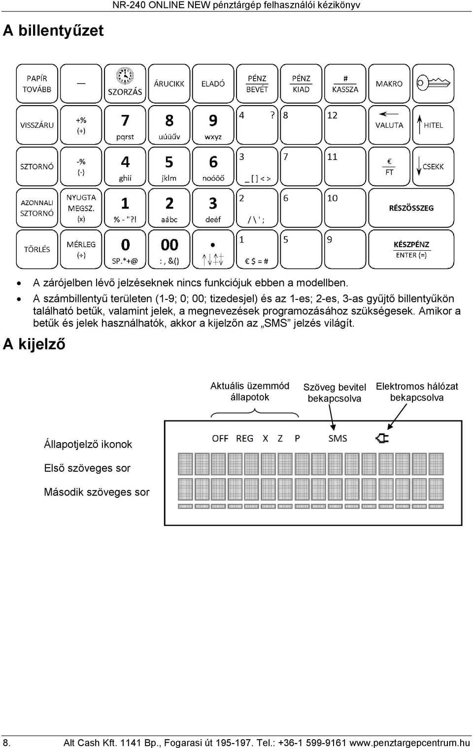 programozásához szükségesek. Amikor a betűk és jelek használhatók, akkor a kijelzőn az SMS jelzés világít.
