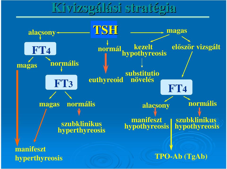magas elıször vizsgált FT4 normális szubklinikus hyperthyreosis manifeszt
