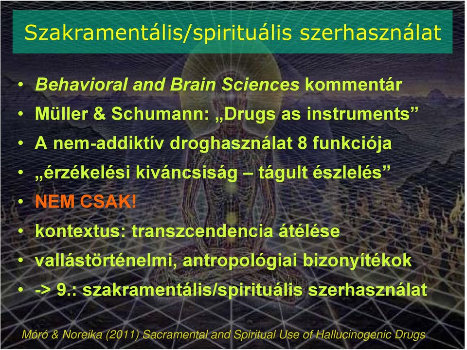 NEM CSAK! kontextus: transzcendencia átélése vallástörténelmi, antropológiai bizonyítékok -> 9.