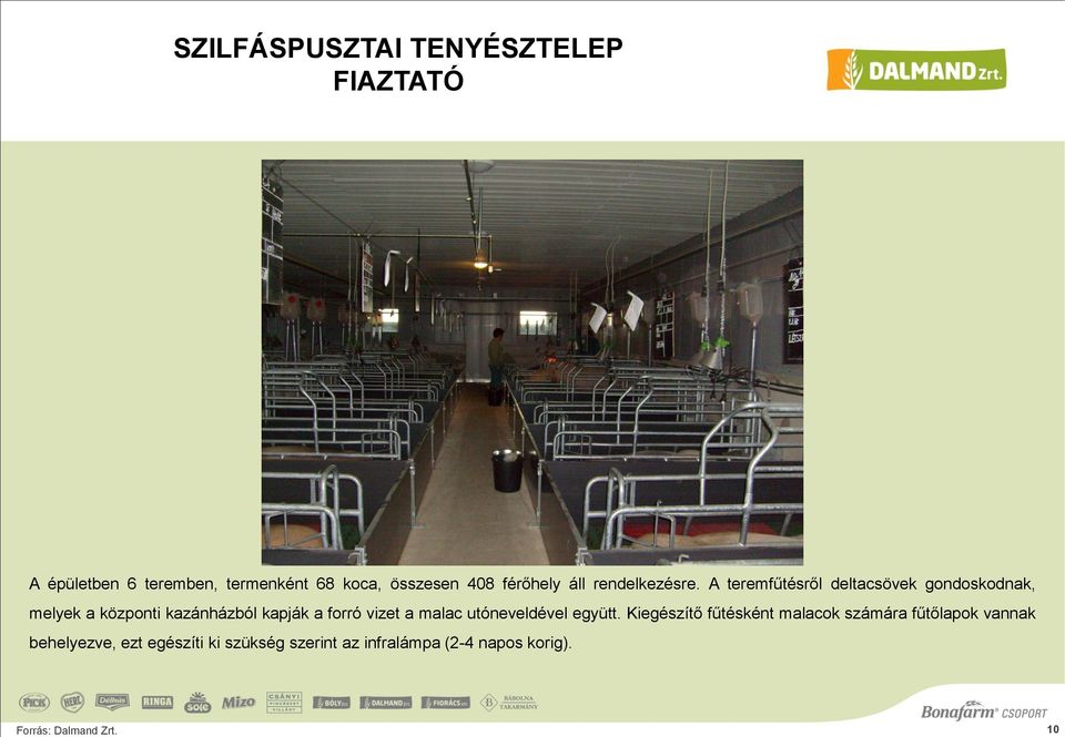A teremfűtésről deltacsövek gondoskodnak, melyek a központi kazánházból kapják a forró vizet a