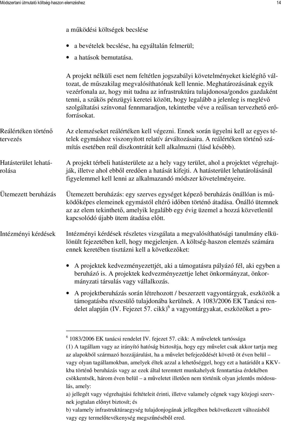 Meghatározásának egyik vezérfonala az, hogy mit tudna az infrastruktúra tulajdonosa/gondos gazdaként tenni, a szőkös pénzügyi keretei között, hogy legalább a jelenleg is meglévı szolgáltatási