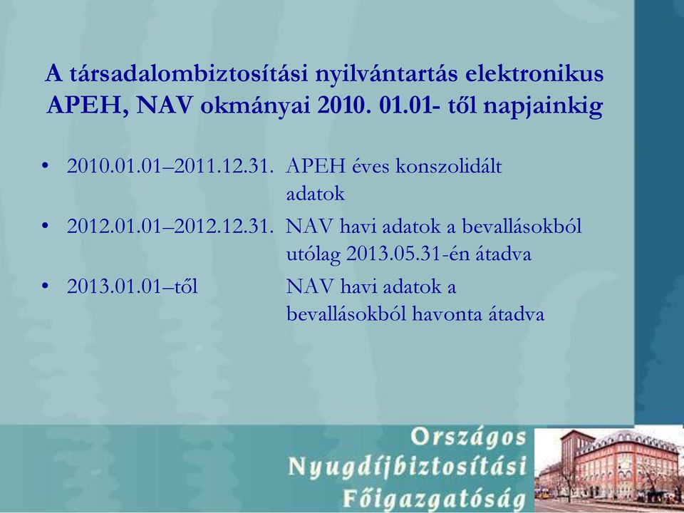 APEH éves konszolidált adatok 2012.01.01 2012.12.31.