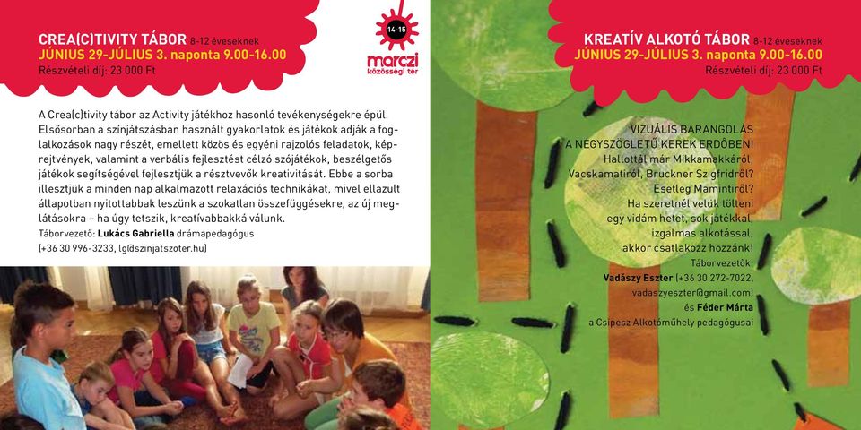 szójátékok, beszélgetős játékok segítségével fejlesztjük a résztvevők kreativitását.