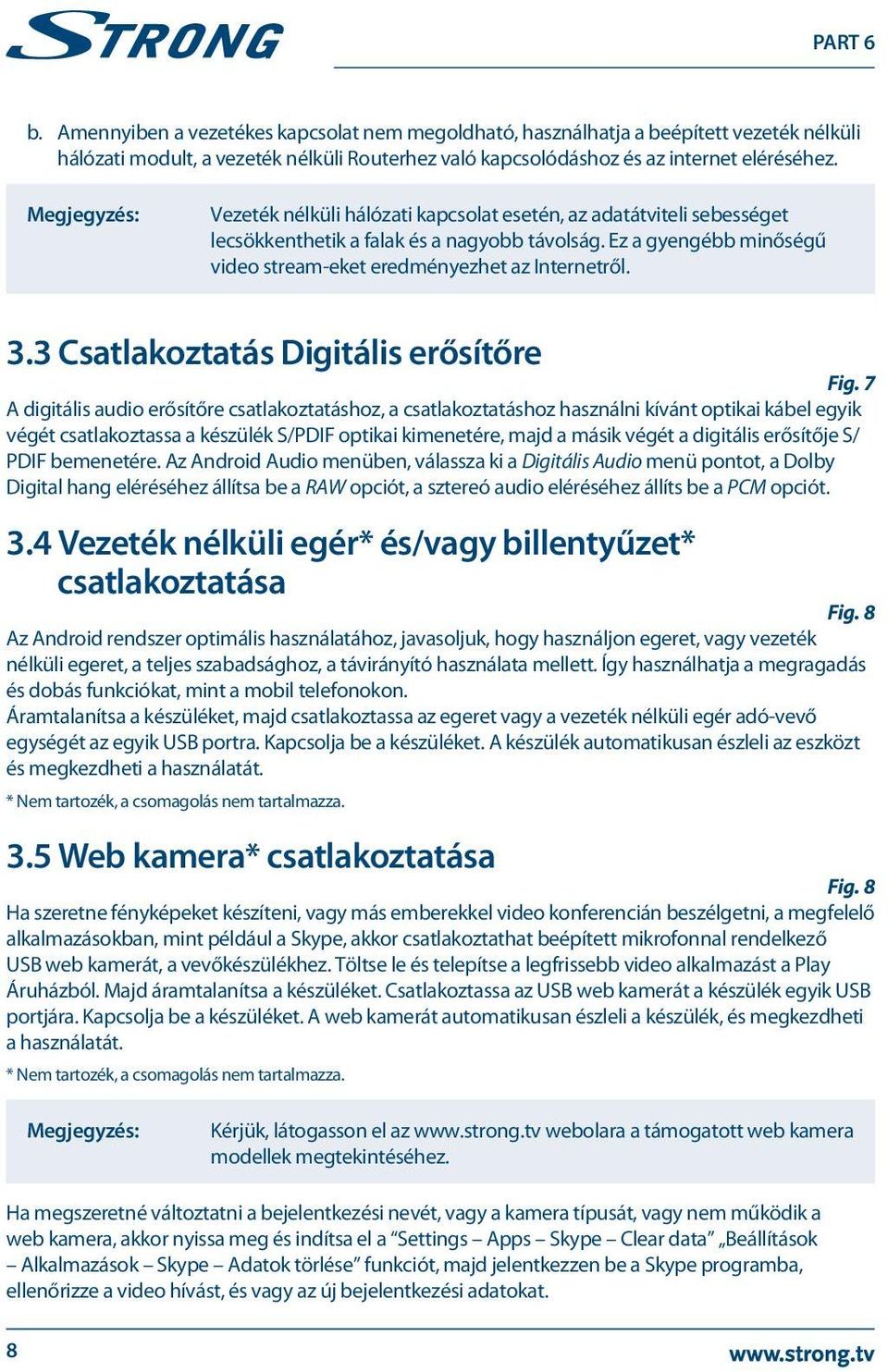 3.3 Csatlakoztatás Digitális erősítőre Fig.