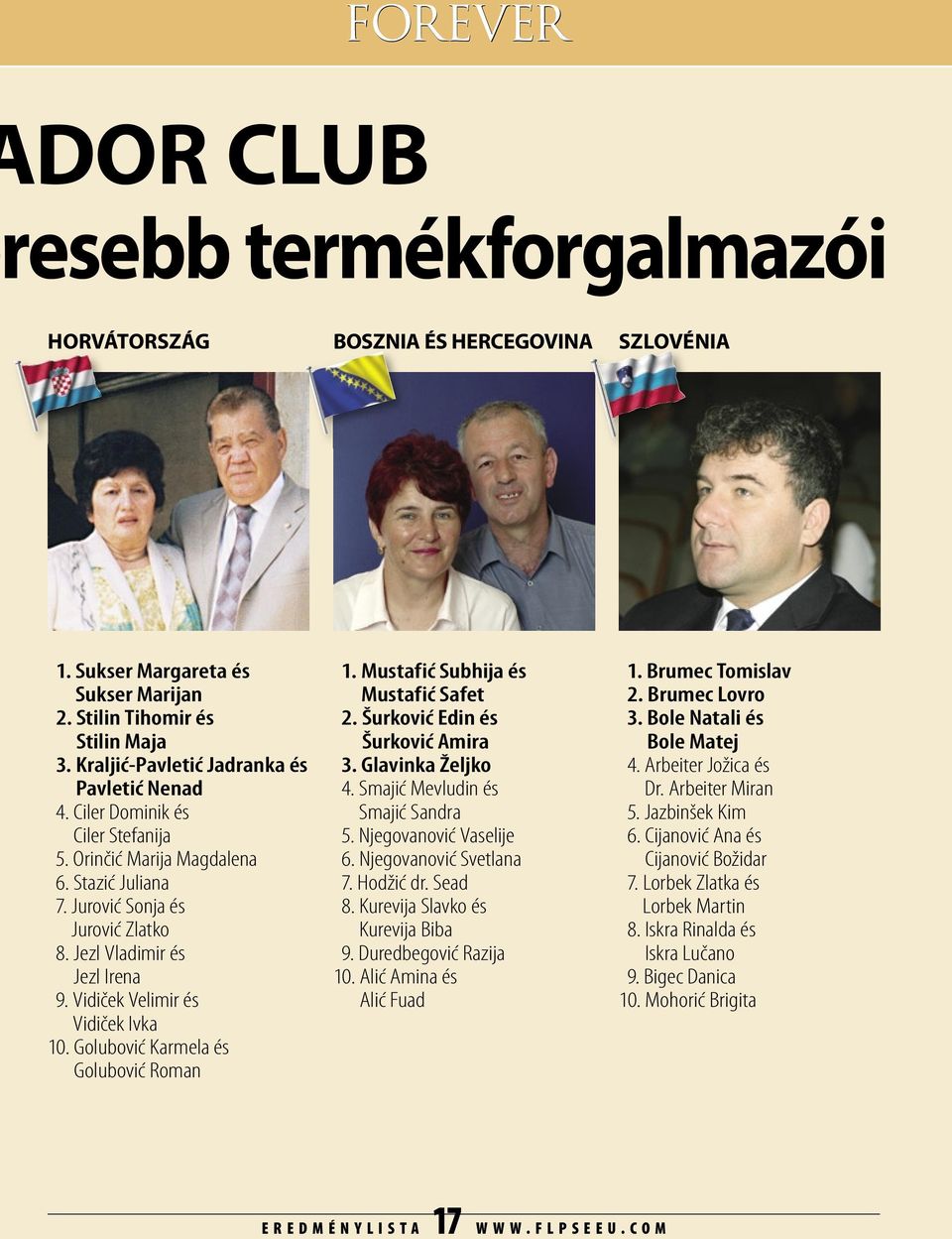 Golubović Karmela és Golubović Roman 1. Mustafić Subhija és Mustafić Safet 2. Šurković Edin és Šurković Amira 3. Glavinka Željko 4. Smajić Mevludin és Smajić Sandra 5. Njegovanović Vaselije 6.