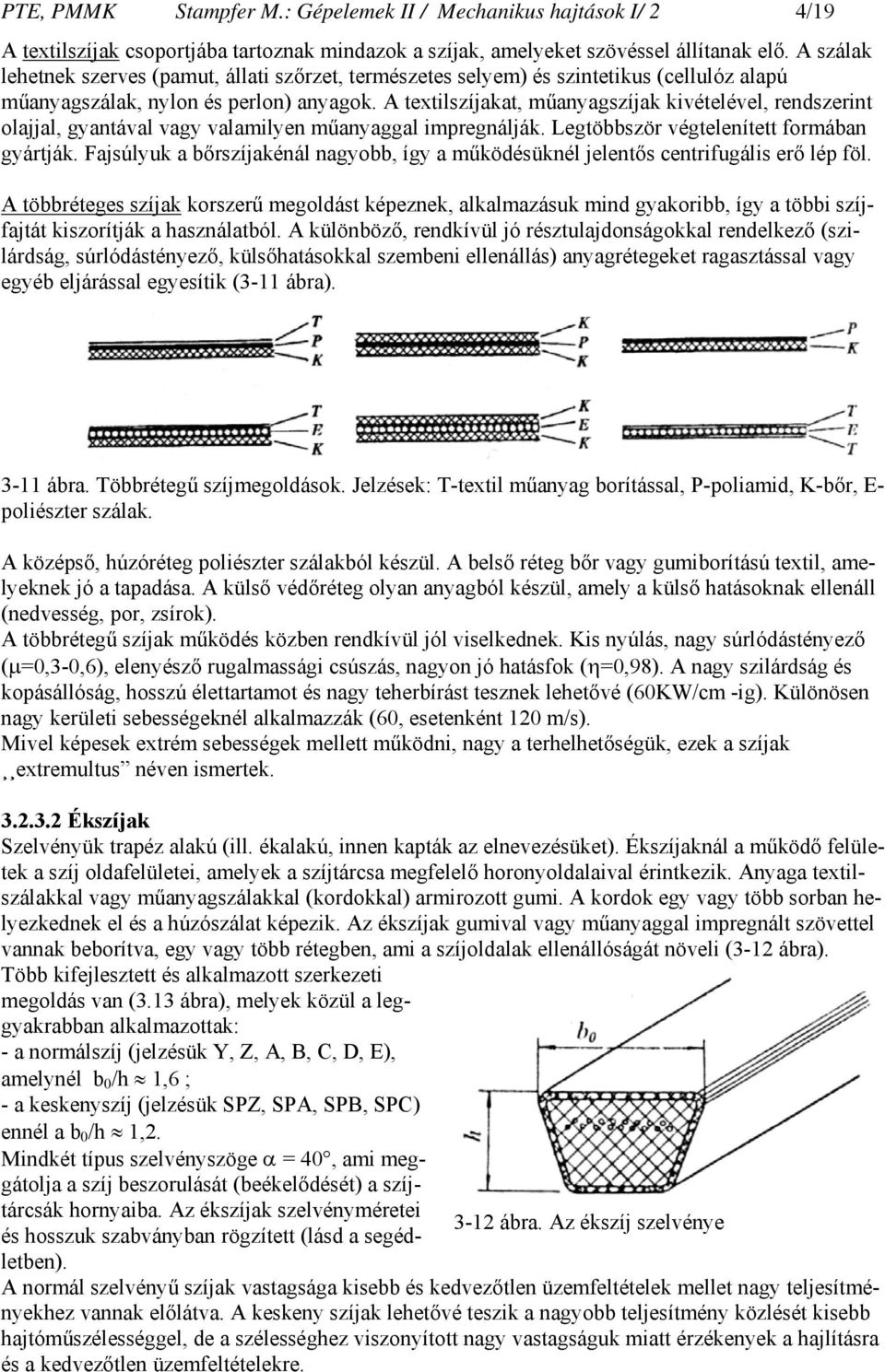 A textilszíjakat, műanyagszíjak kivételével, rendszerint olajjal, gyantával vagy valamilyen műanyaggal impregnálják. Legtöbbször végtelenített formában gyártják.