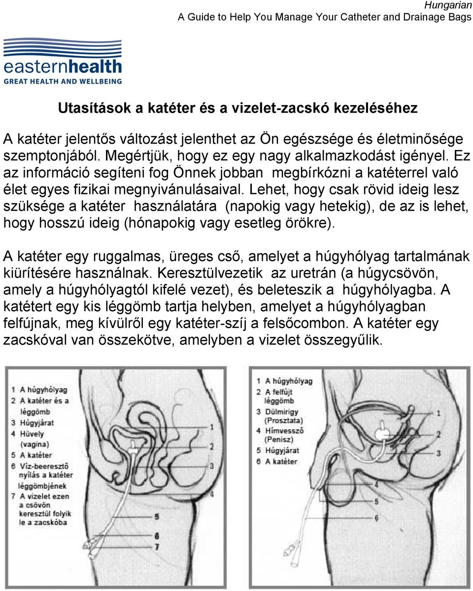 Lehet, hogy csak rövid ideig lesz szüksége a katéter használatára (napokig vagy hetekig), de az is lehet, hogy hosszú ideig (hónapokig vagy esetleg örökre).