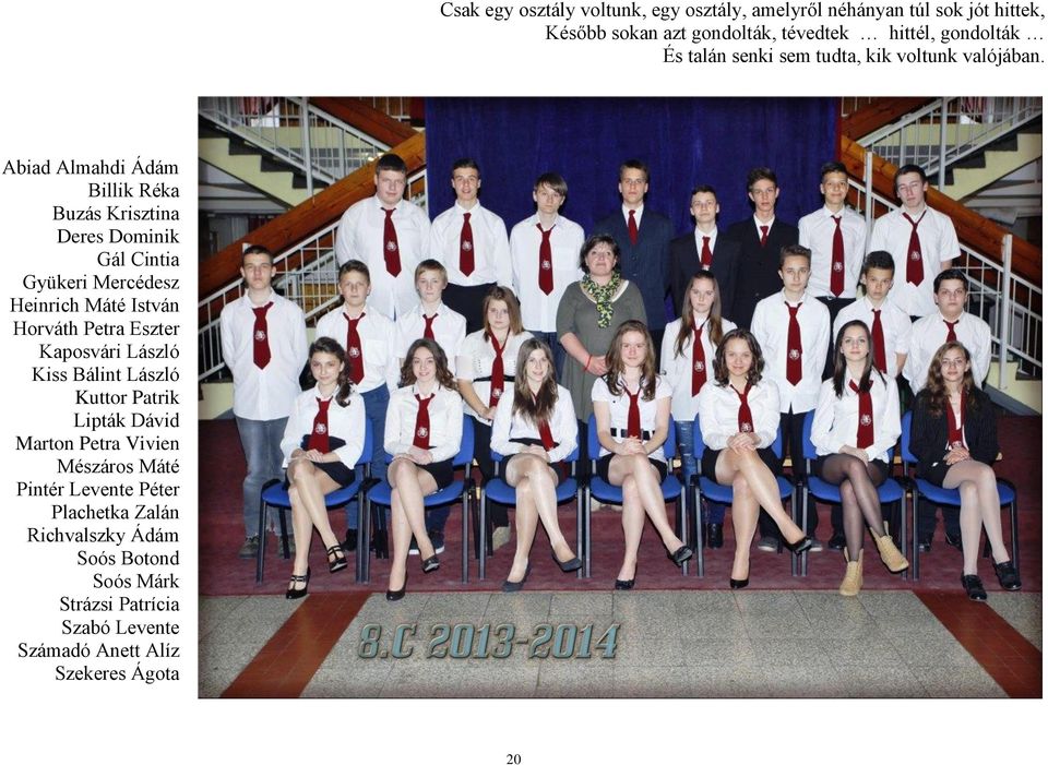 Abiad Almahdi Ádám Billik Réka Buzás Krisztina Deres Dominik Gál Cintia Gyükeri Mercédesz Heinrich Máté István Horváth Petra Eszter