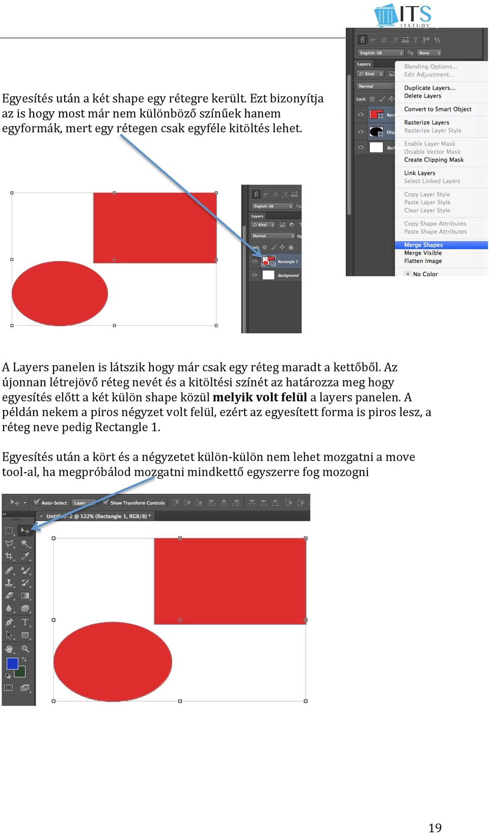 A Layers panelen is látszik hogy már csak egy réteg maradt a kettőből.