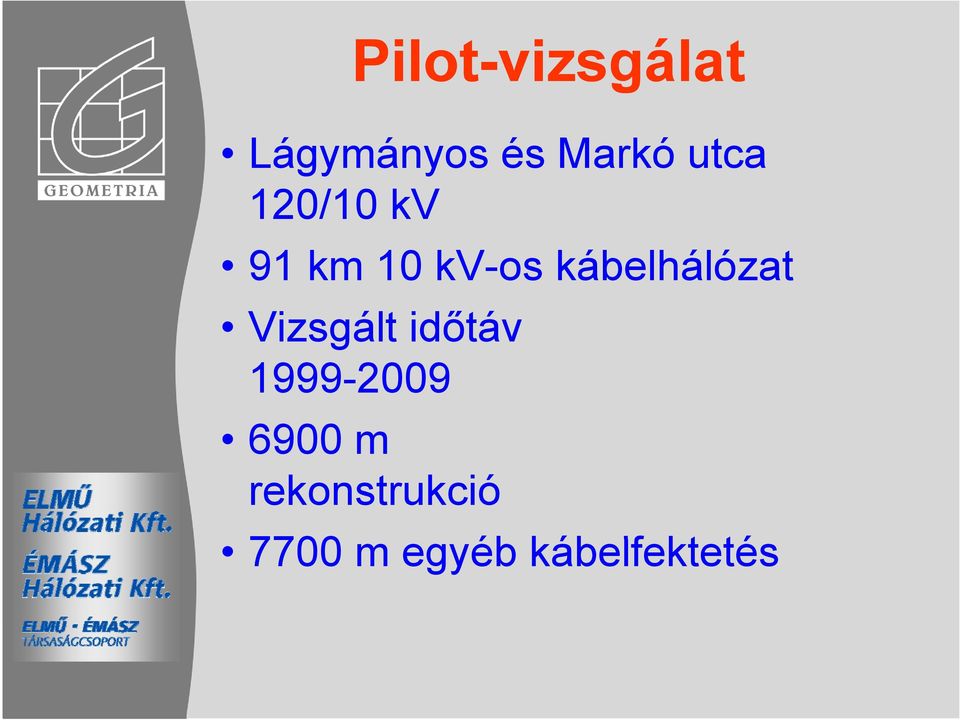 kábelhálózat Vizsgált időtáv 1999-2009