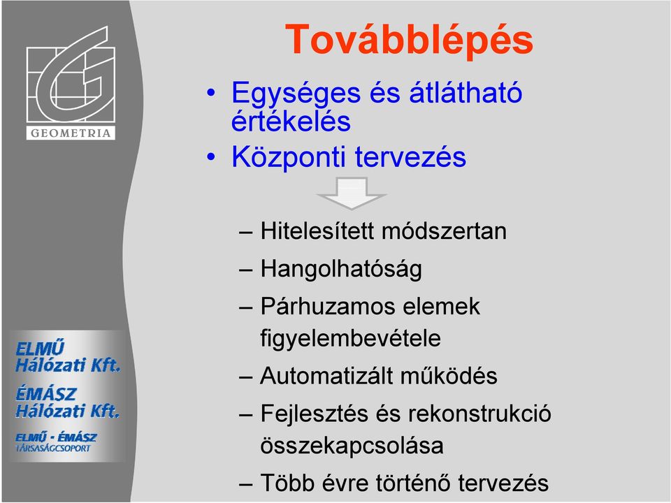 Párhuzamos elemek figyelembevétele Automatizált működés