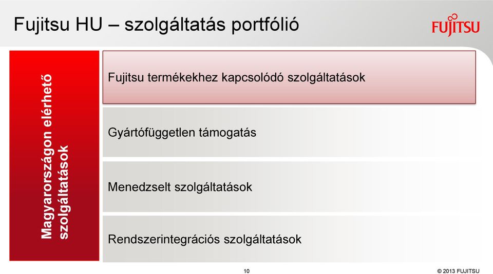 szolgáltatások Gyártófüggetlen támogatás Menedzselt